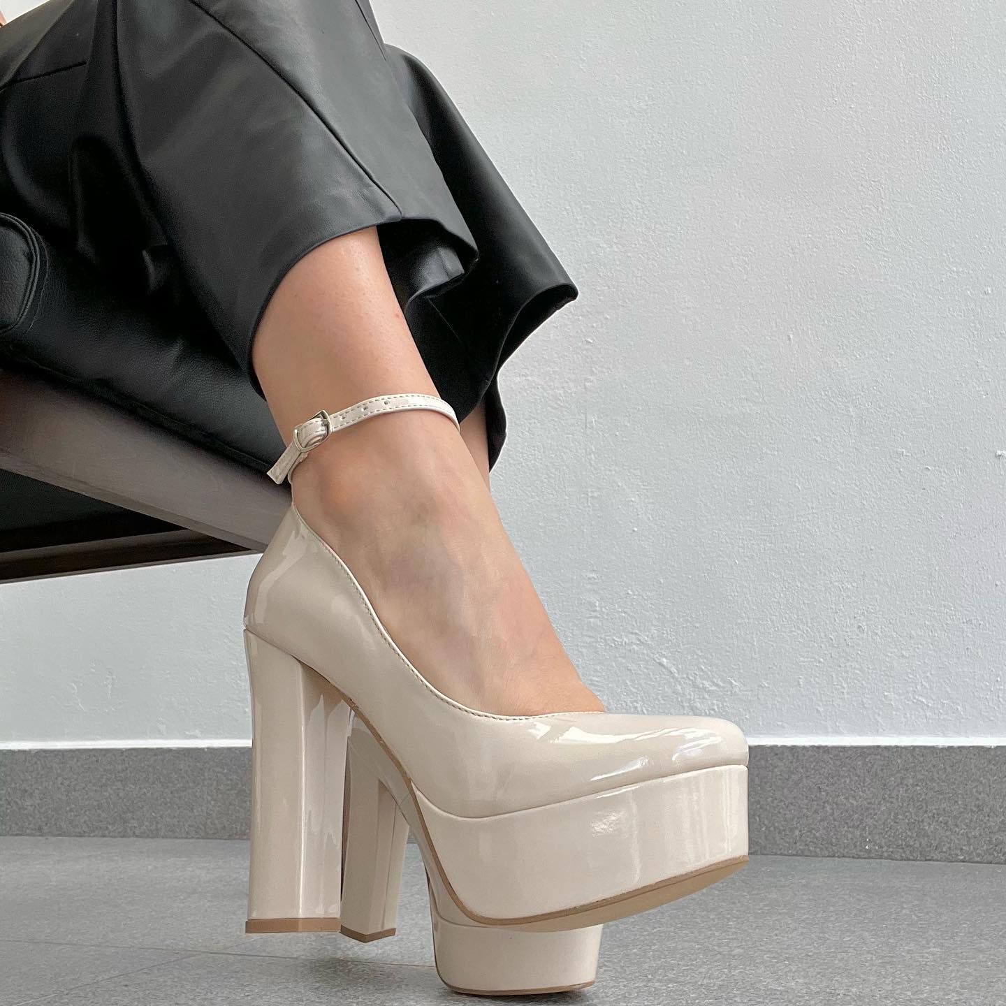 Beige Zapatos De Plataforma Cerrados Zapatilla Mujer Tacón Beige