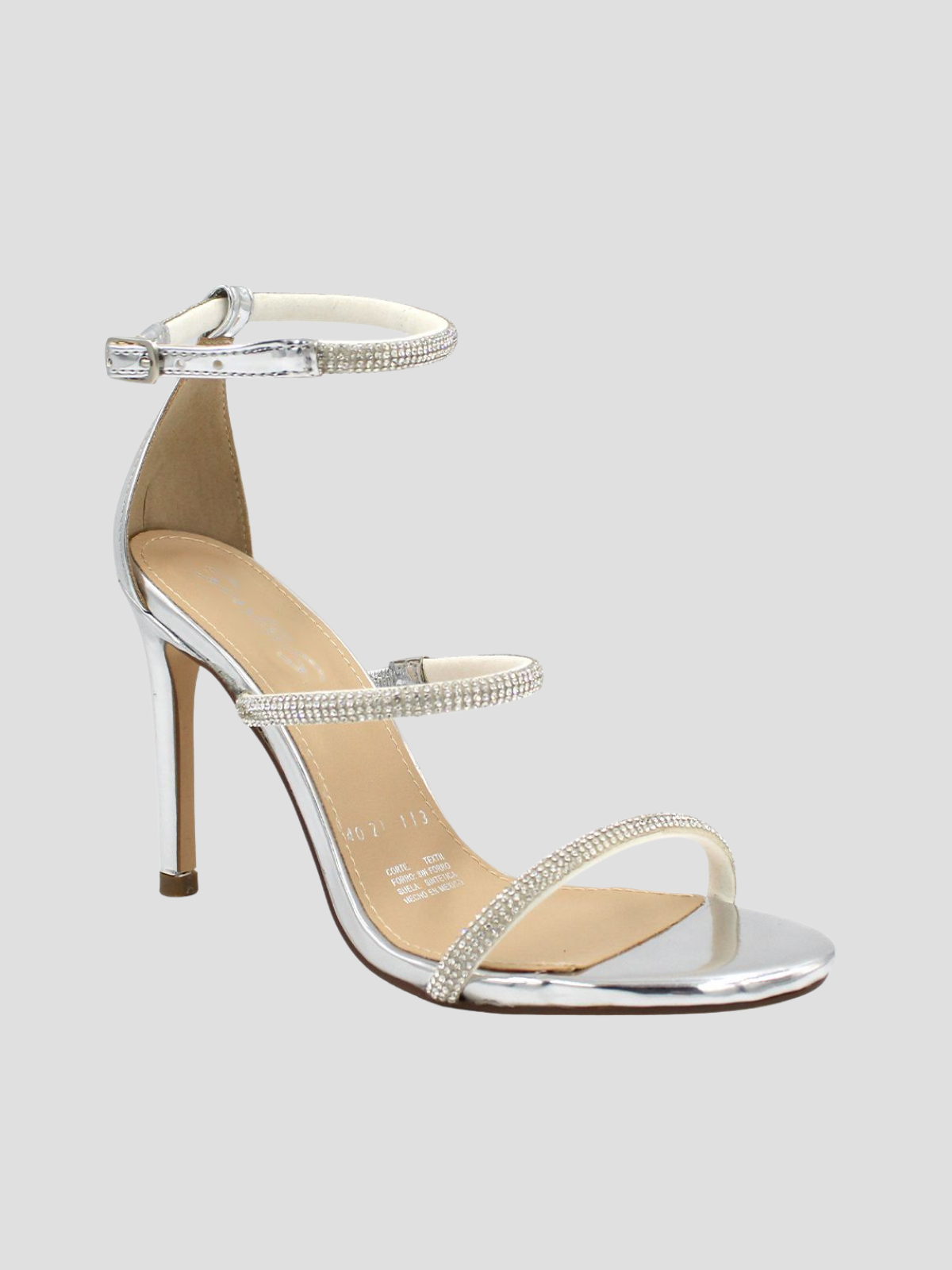 Sandalia tres tiras plateado