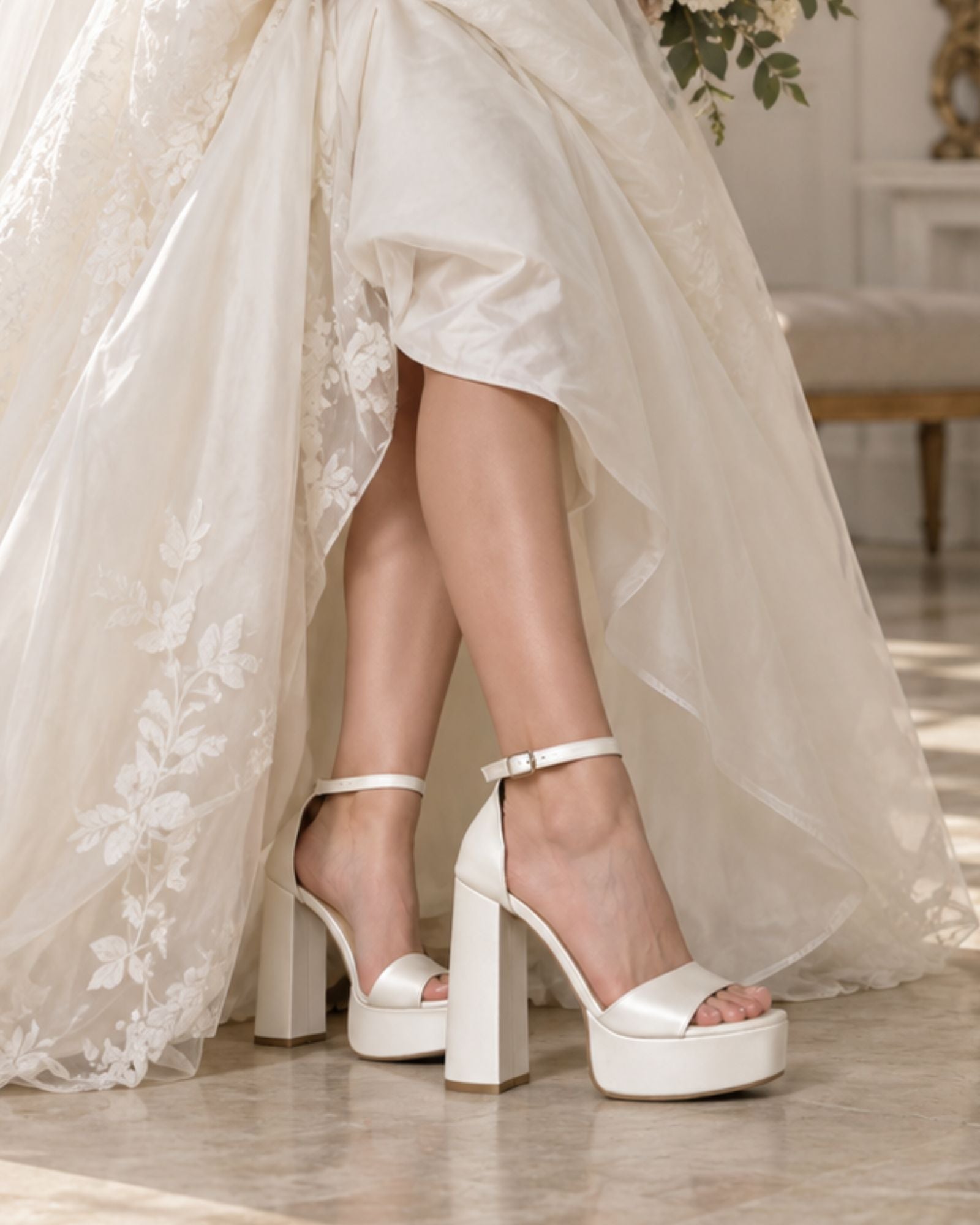Novia Plataforma blanco perla