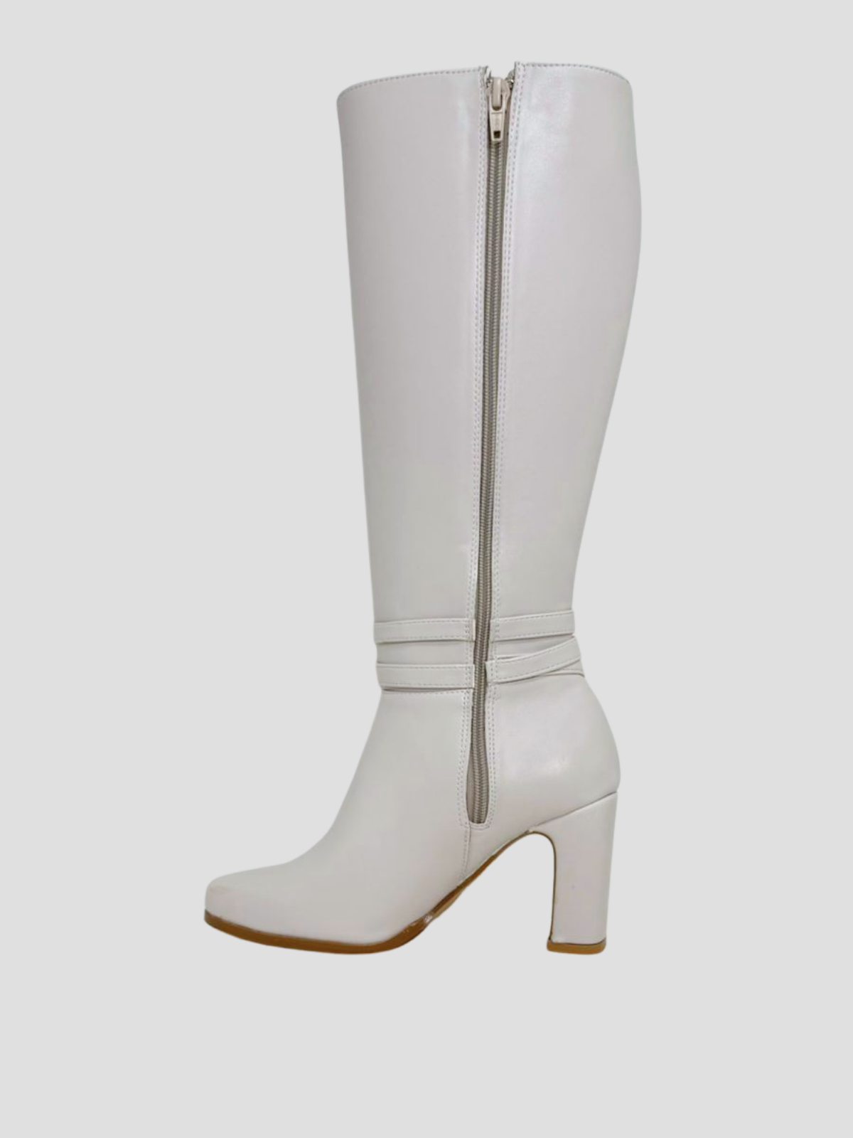 Bota blanco late con cinto