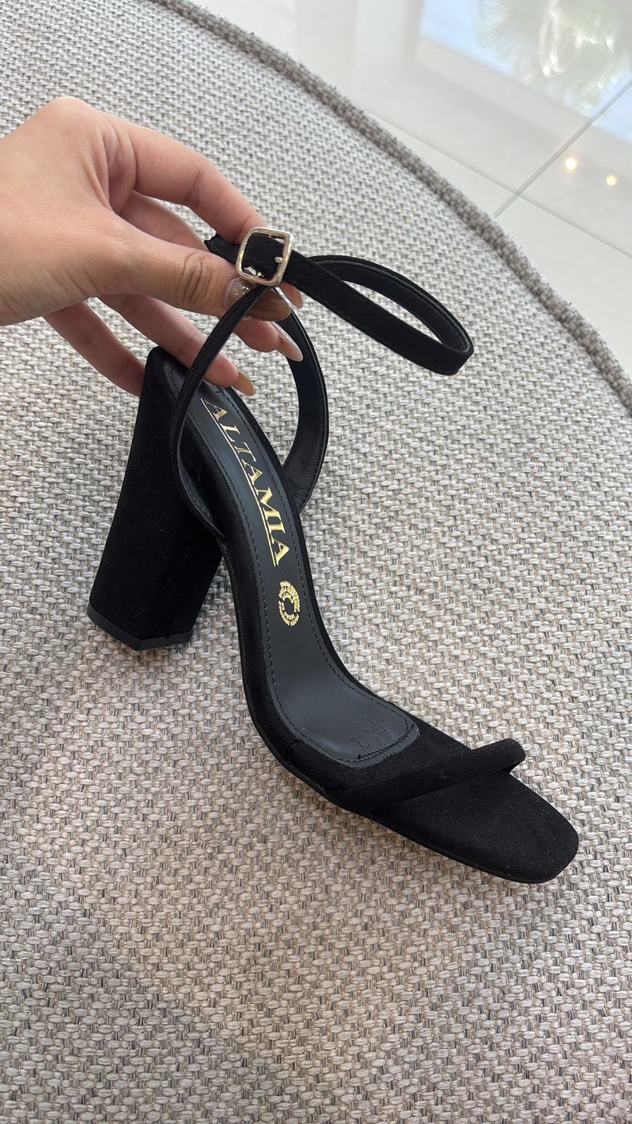 Sandalia negro durazno punta cuadrada