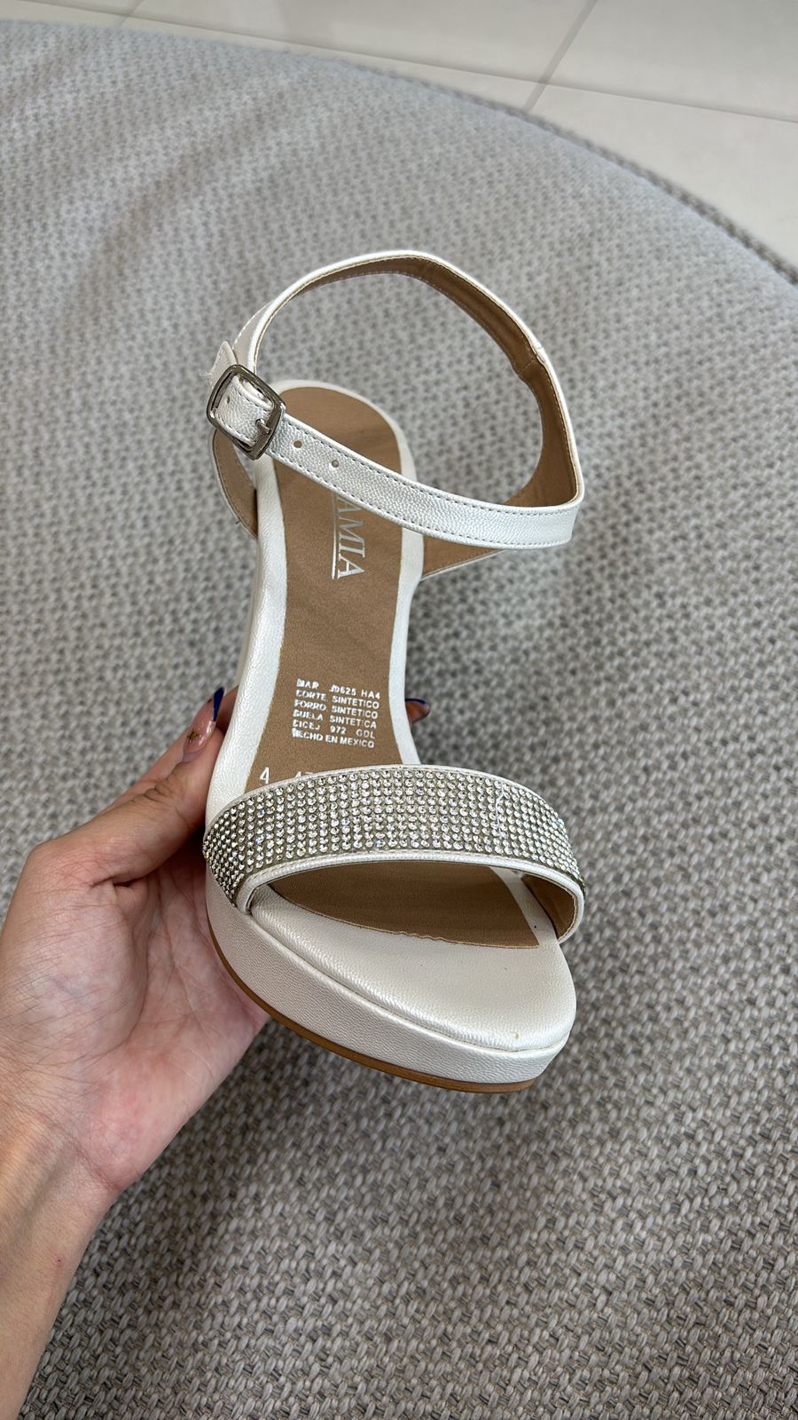 Novia plataforma blanco perla brillitos