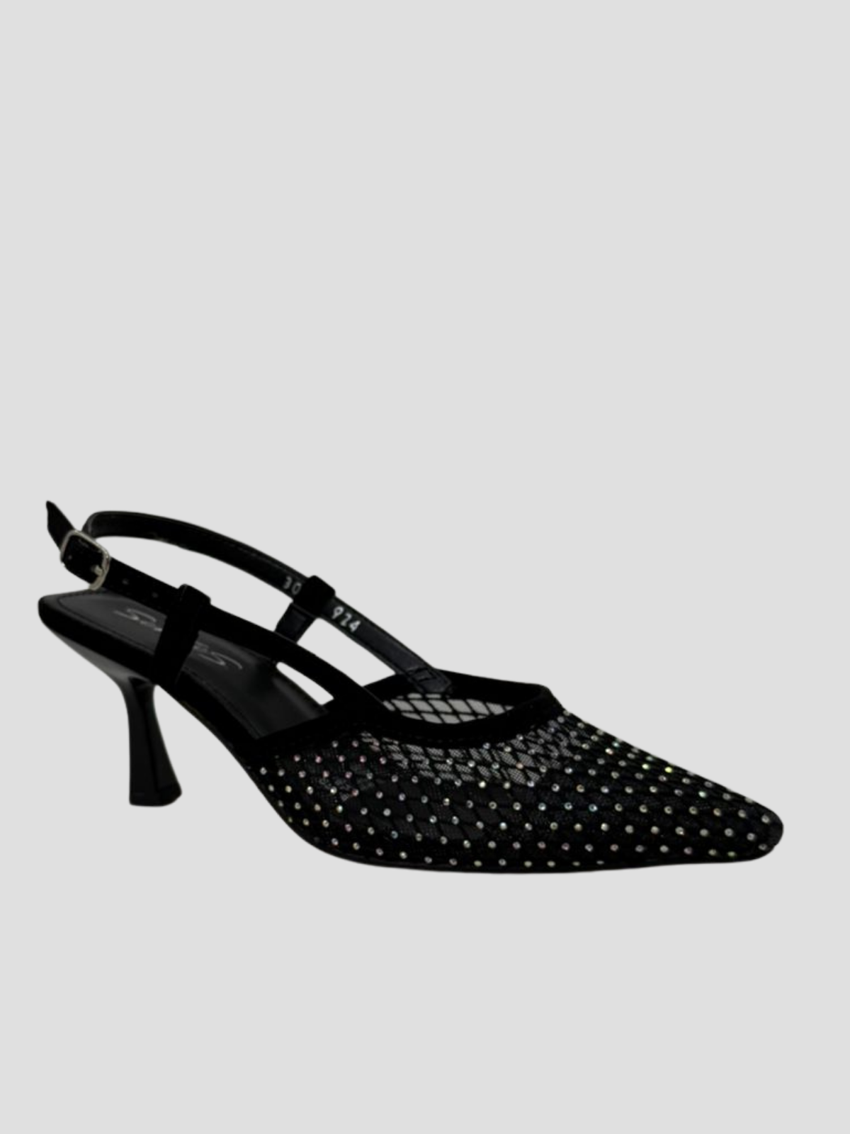 Zapatilla negro con malla con brillos